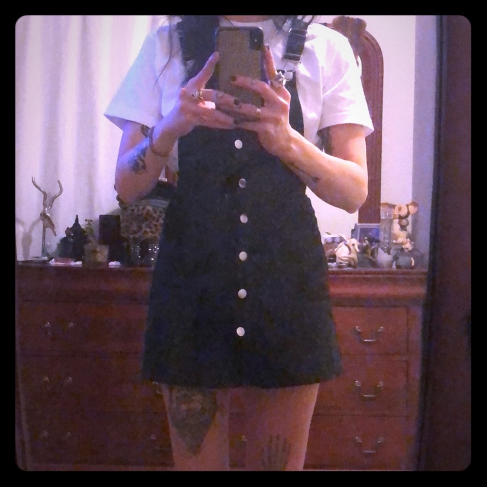 H&M Black Denim Overall Dress